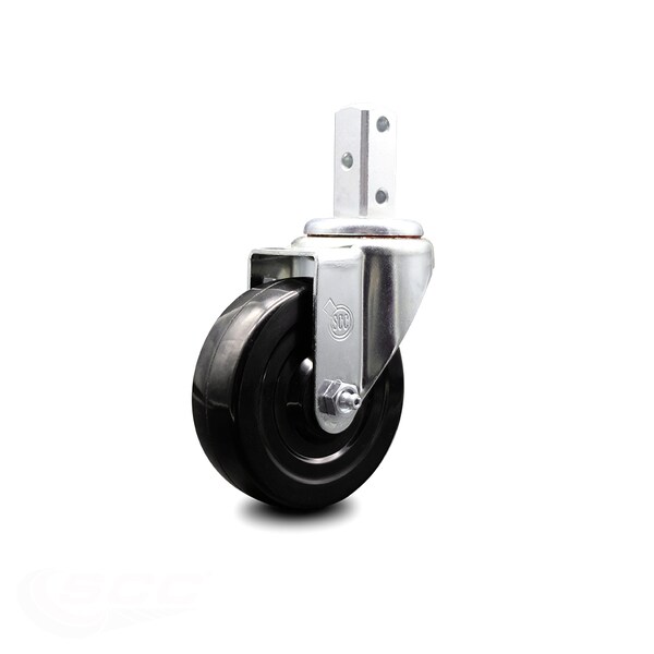 4 Inch Hard Rubber Wheel Swivel 3/4 Inch Square Stem Caster